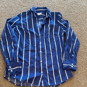 J. Crew Navy and White Striped Button-Down Shirt